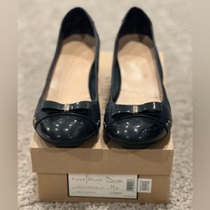 Cole Haan Navy Blue Monica Ballet Wedge Patent India Ink size 11